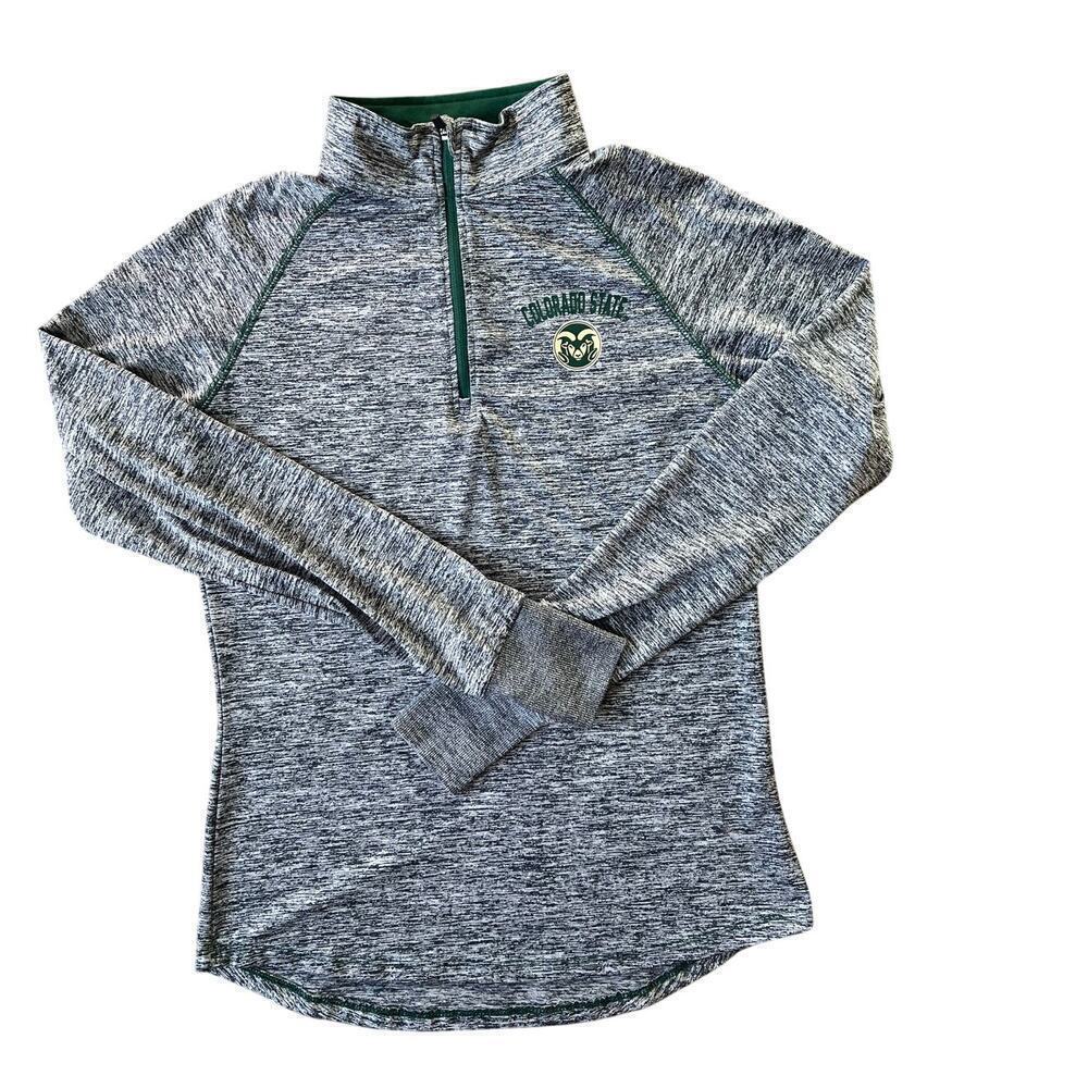 Womens CSU 1/4 Zip Pullover, Colorado State, Medium, Gray, Jacket, Lightweight